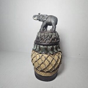 Elephant Tropical Palm Themed Trinket Jar